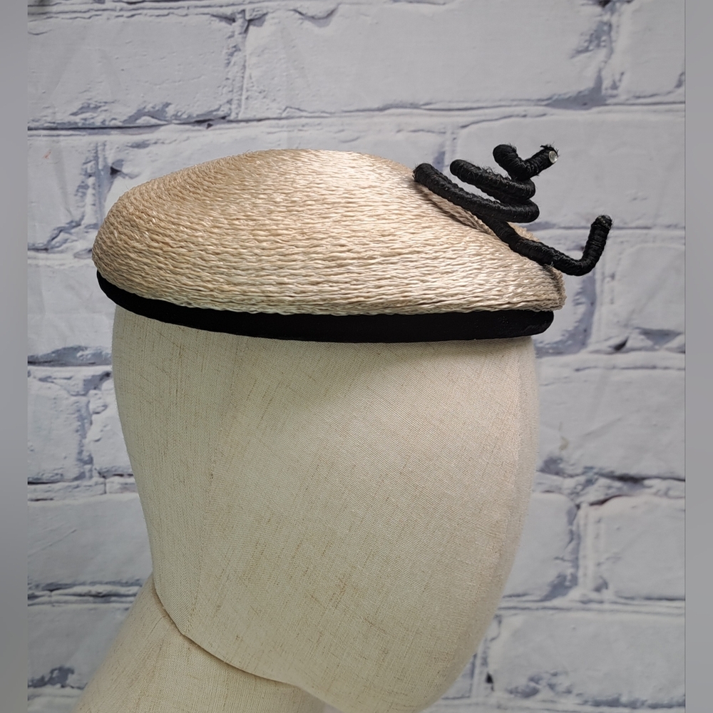 Cedar Crest Original Women's Vintage 60s 50s Hat Straw Beret Oval Size 7 - Picture 4 of 15